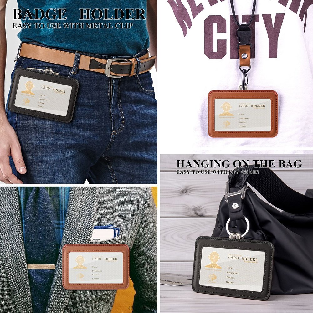 Genuine Leather Case Leather Business Card Holder ID Card Holder for Men Women Money Clip Credit Card Holder Cover