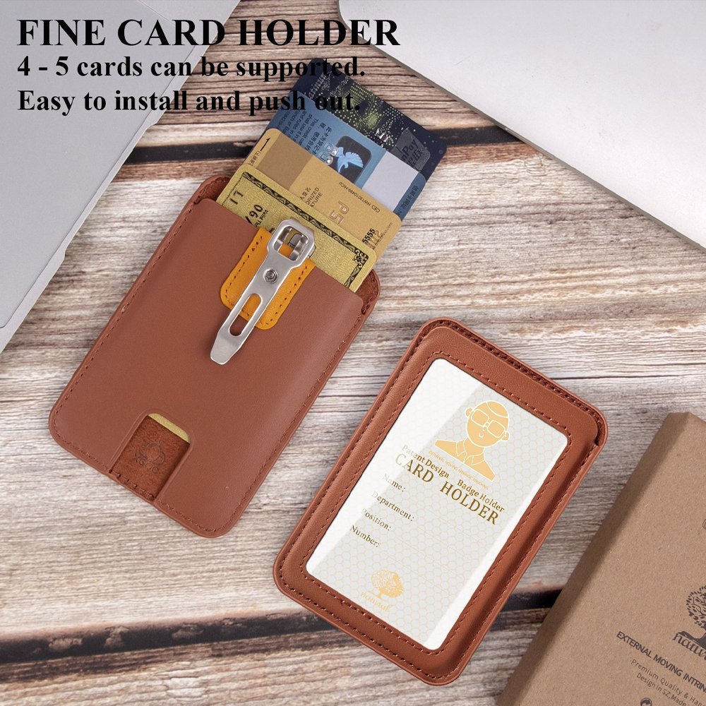 Genuine Leather Case Leather Business Card Holder ID Card Holder for Men Women Money Clip Credit Card Holder Cover