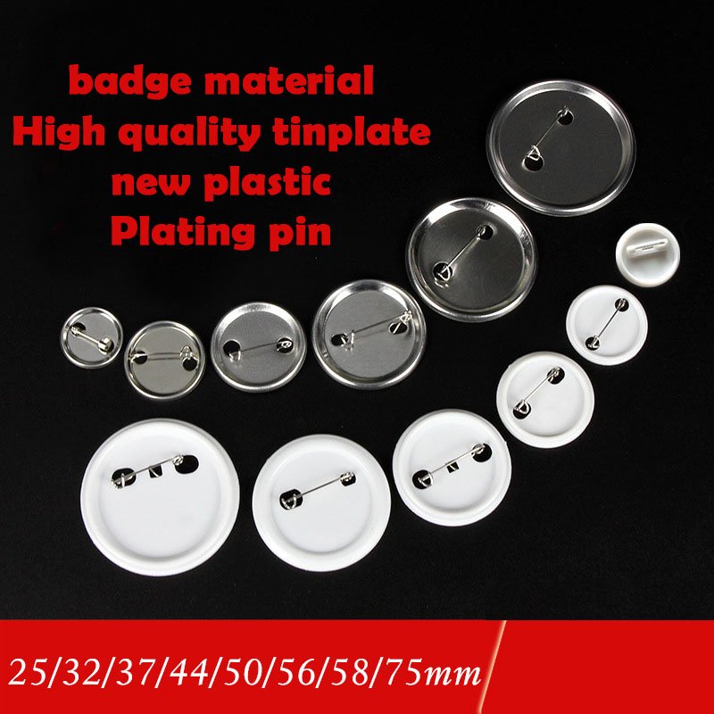 25/32/37/44/50/56/58/75mm Button Fashion Design Plastic Button Badge Custom DIY Round Metal Sublimation Pin Badges