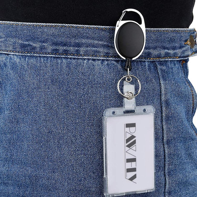 Clear Hard Plastic Badge Holder Finger Press Push Slot ID Access Card Holder