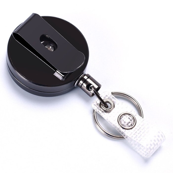 heavy duty nurse badge reel retractable keychain custom logo metal ID badge holder with belt clip key ring