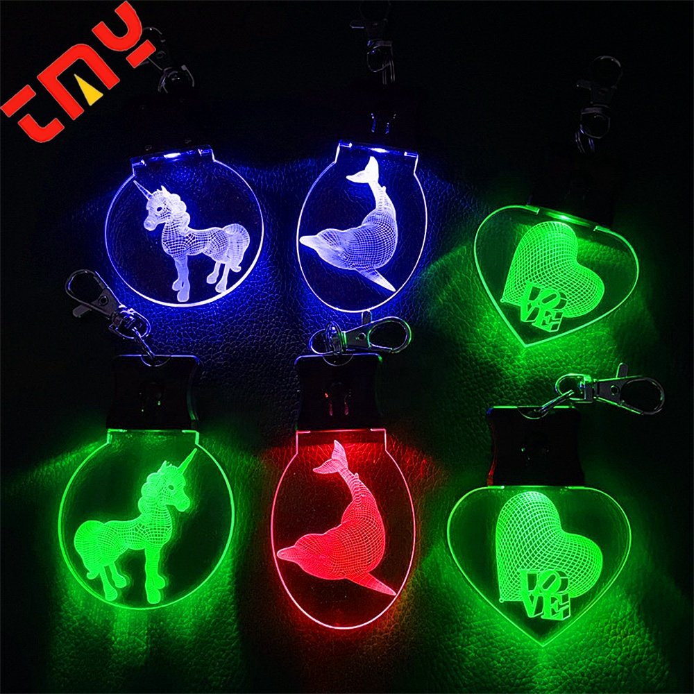 Custom Bar Concert Festival Work ID Business Card Luminous Acrylic LED Flashing Light Up Name Tag Badge With Lanyard