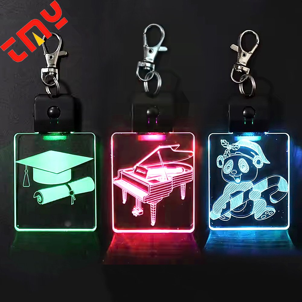 Custom Bar Concert Festival Work ID Business Card Luminous Acrylic LED Flashing Light Up Name Tag Badge With Lanyard