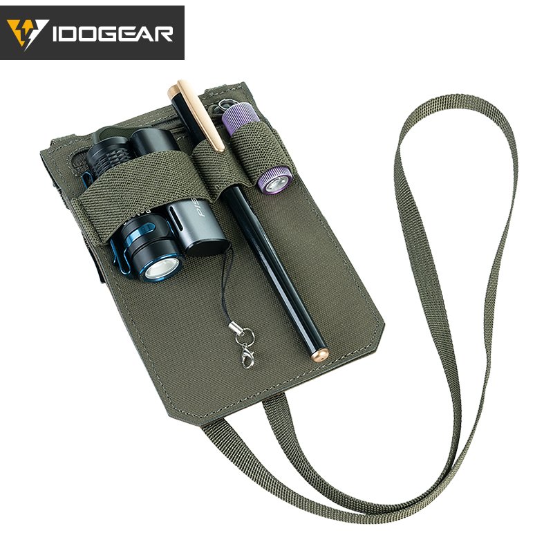 IDOGEAR Tactical ID Card Holder Credit Card Pouch Ranger Green Business Lanyard Zipper ID Card Holder Badge Holders