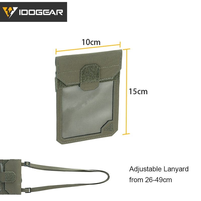 IDOGEAR Tactical ID Card Holder Credit Card Pouch Ranger Green Business Lanyard Zipper ID Card Holder Badge Holders