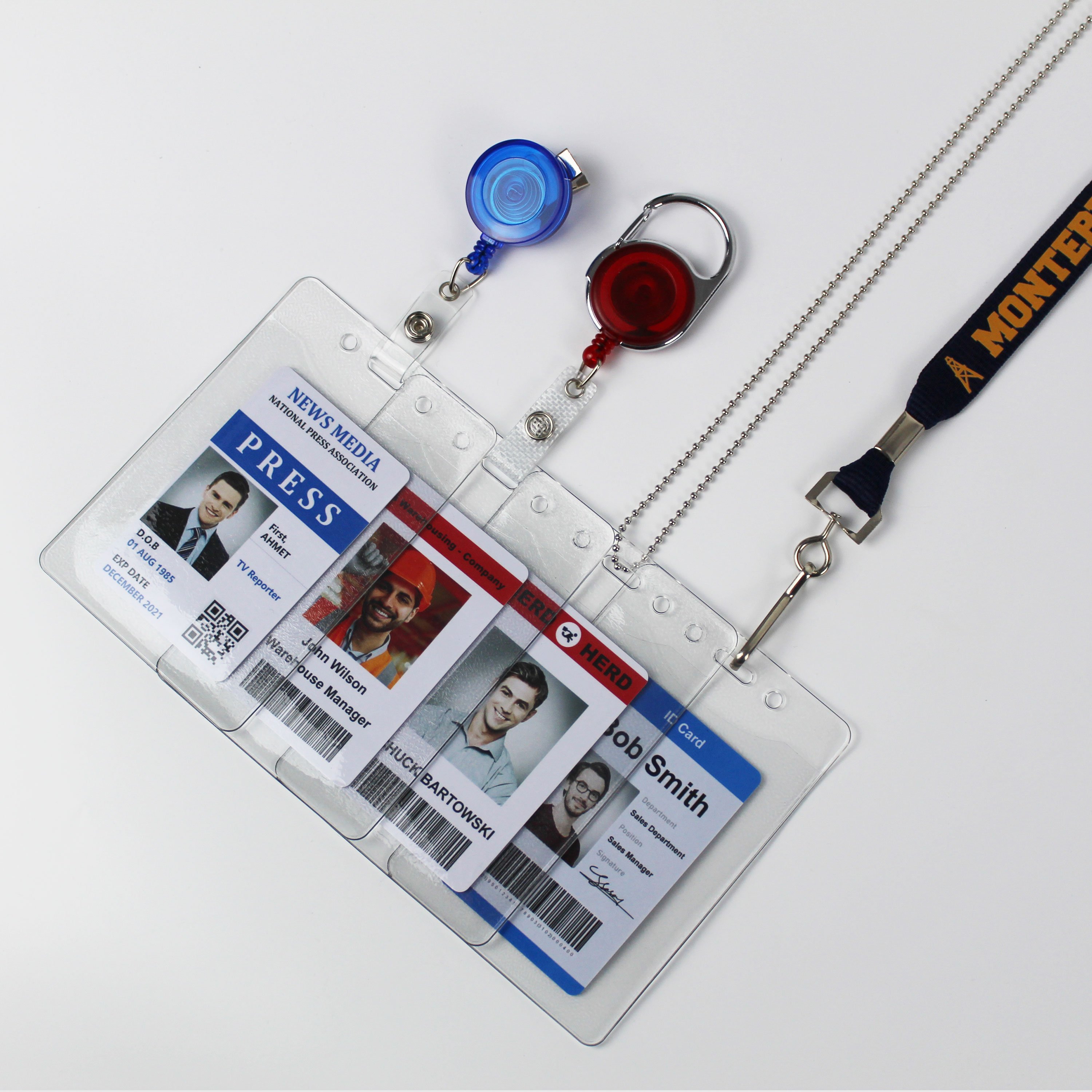Bestom Soft Clear Vinyl Badge Holder Orange Peel Textured Vertical Name Tag Protector Light Business Card Holder Plus