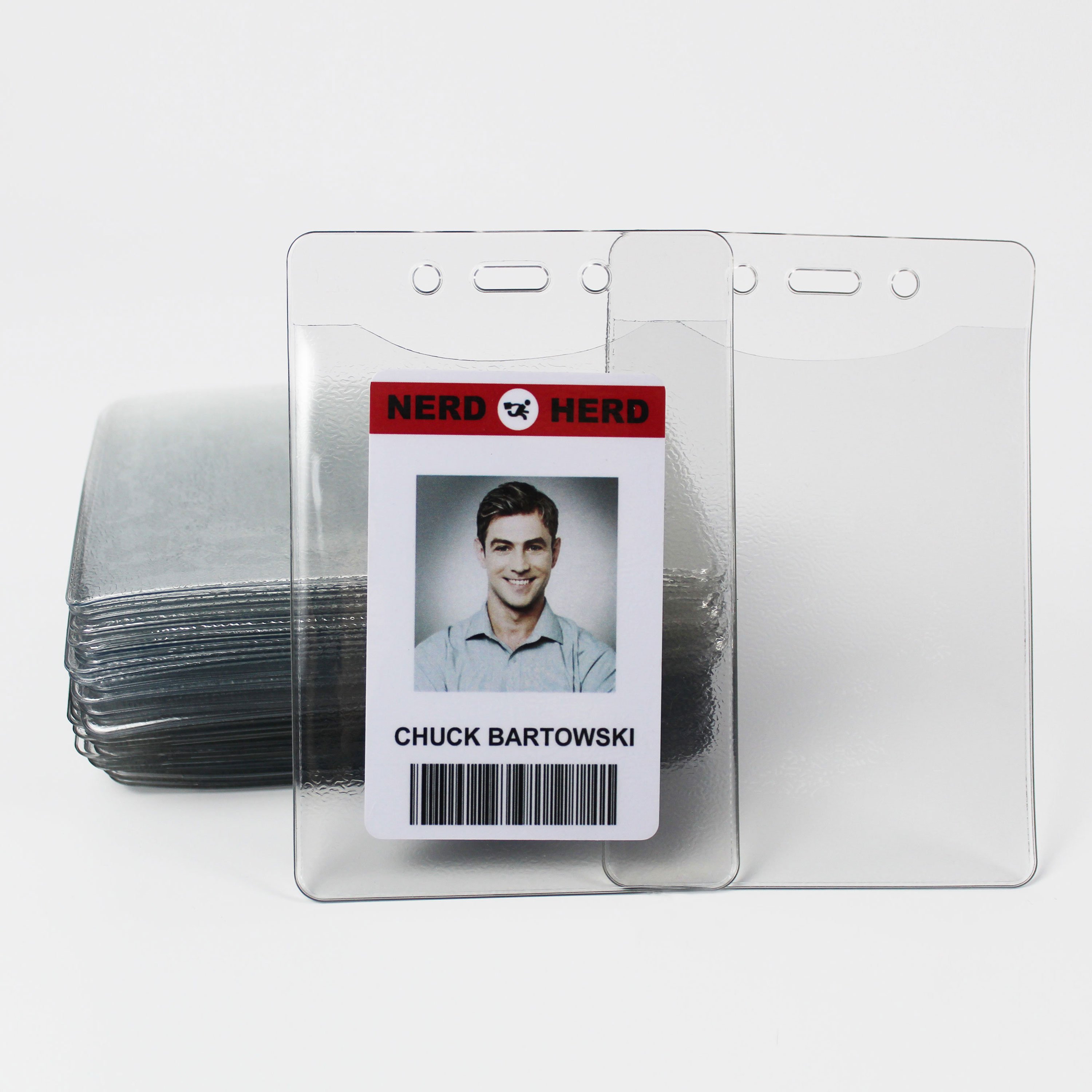 Bestom Soft Clear Vinyl Badge Holder Orange Peel Textured Vertical Name Tag Protector Light Business Card Holder Plus