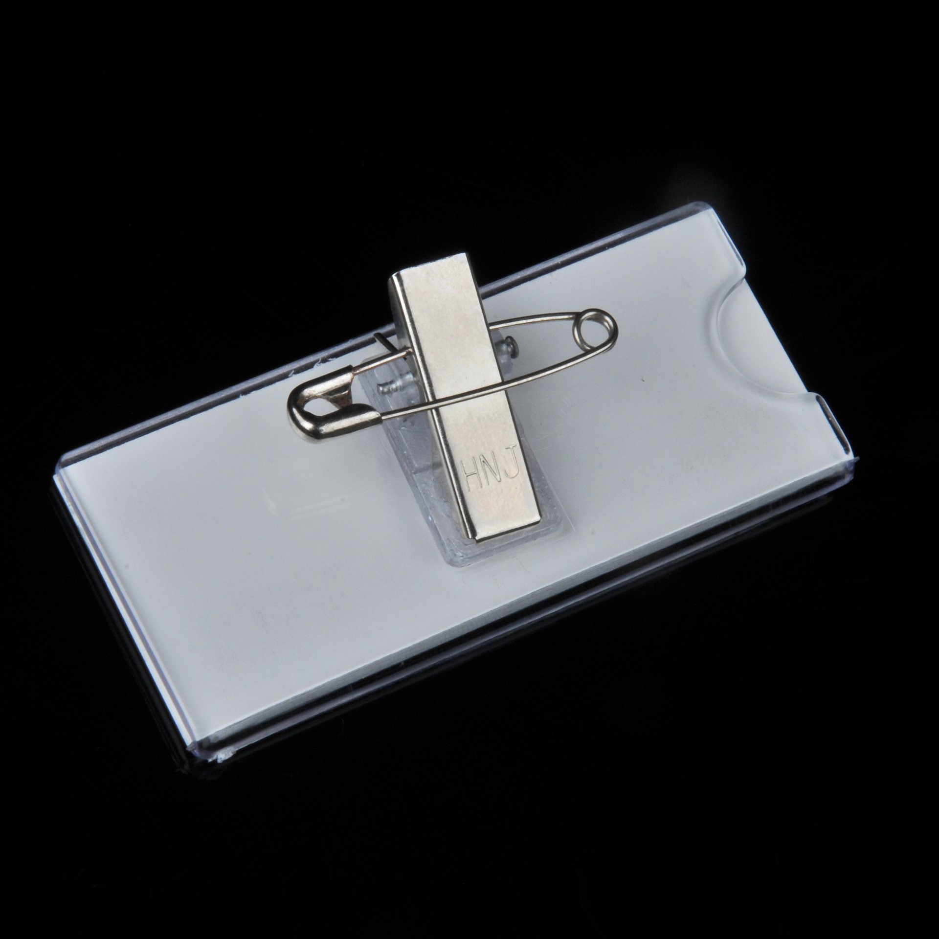 Wholesale Clear plastic staff image badge holder acrylic lapel pin employee ID name badge holder