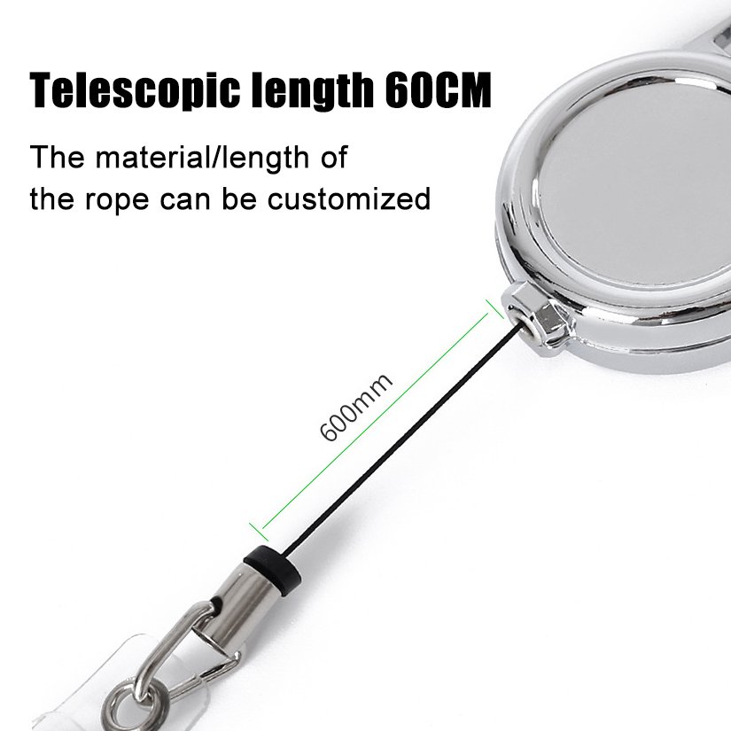 M-019 3CM Custom Logo Retractable Metal Badge Reels Holder with Lanyard for Name Card Holder