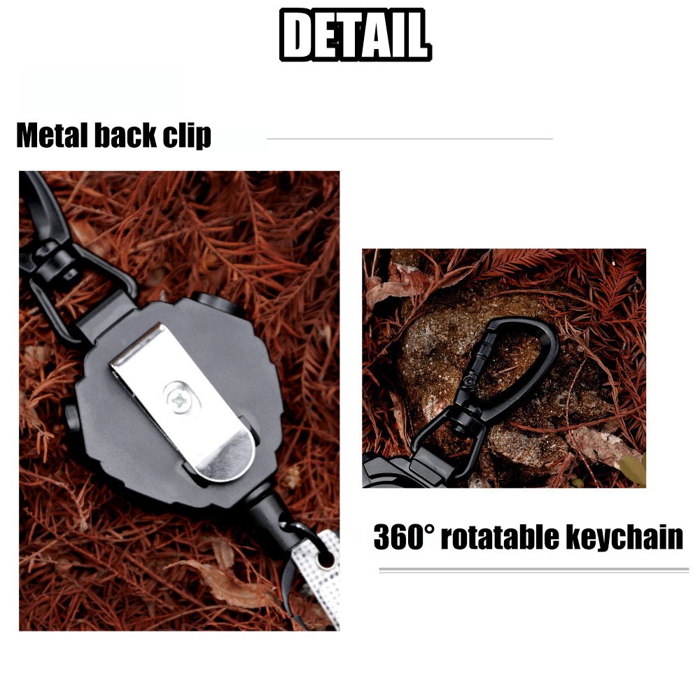 P-063 5CM Heavy Duty ABS Retractable Badge Reels Holder Clip Keychain with 360 Degree Retract Carabiner