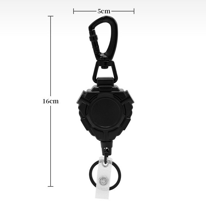 P-063 5CM Heavy Duty ABS Retractable Badge Reels Holder Clip Keychain with 360 Degree Retract Carabiner