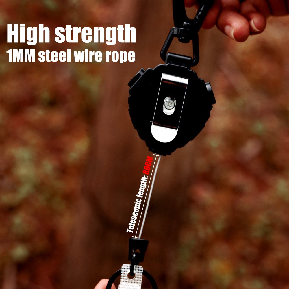 P-063 5CM Heavy Duty ABS Retractable Badge Reels Holder Clip Keychain with 360 Degree Retract Carabiner