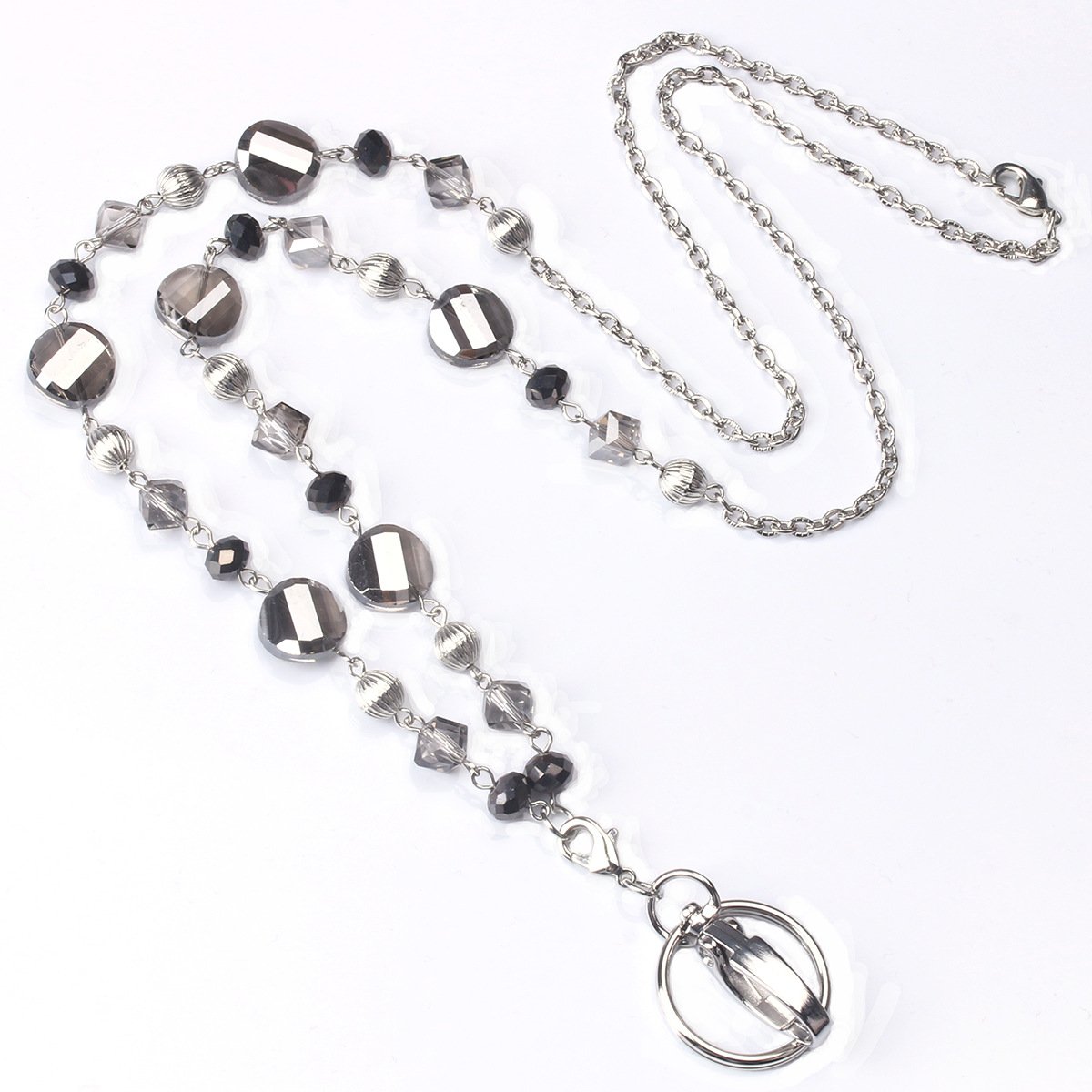 wholesale new design lanyard necklace fashion elegant glass beaded Badge ID card keychain necklace holder lanyard