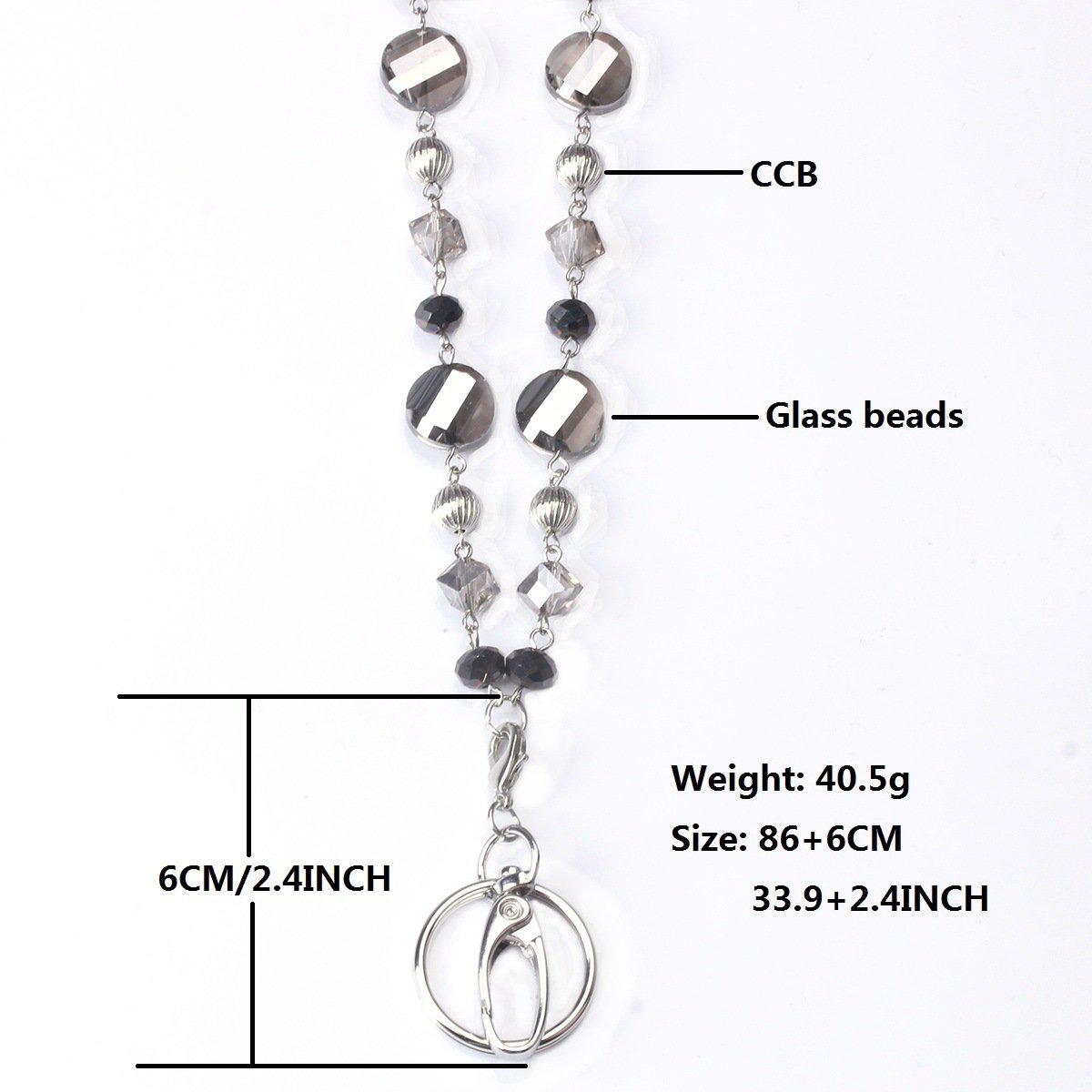 wholesale new design lanyard necklace fashion elegant glass beaded Badge ID card keychain necklace holder lanyard