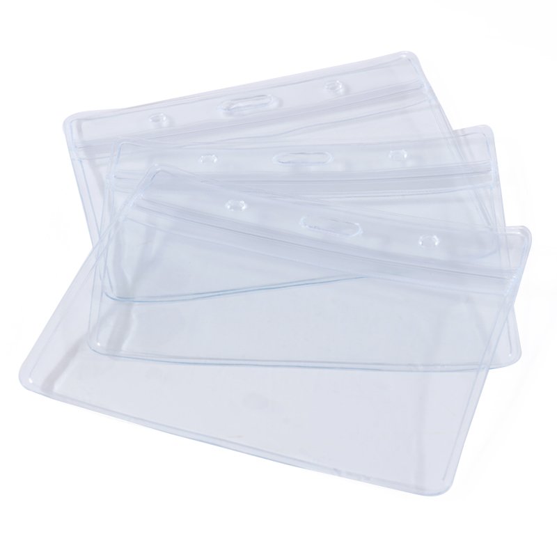 Holywish Plastic waterproof pvc soft card holder 3x4 clear transparent ID badge holder