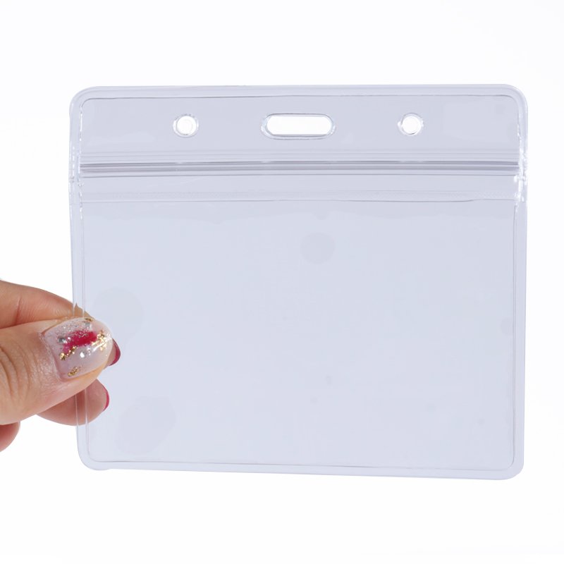 Holywish Plastic waterproof pvc soft card holder 3x4 clear transparent ID badge holder