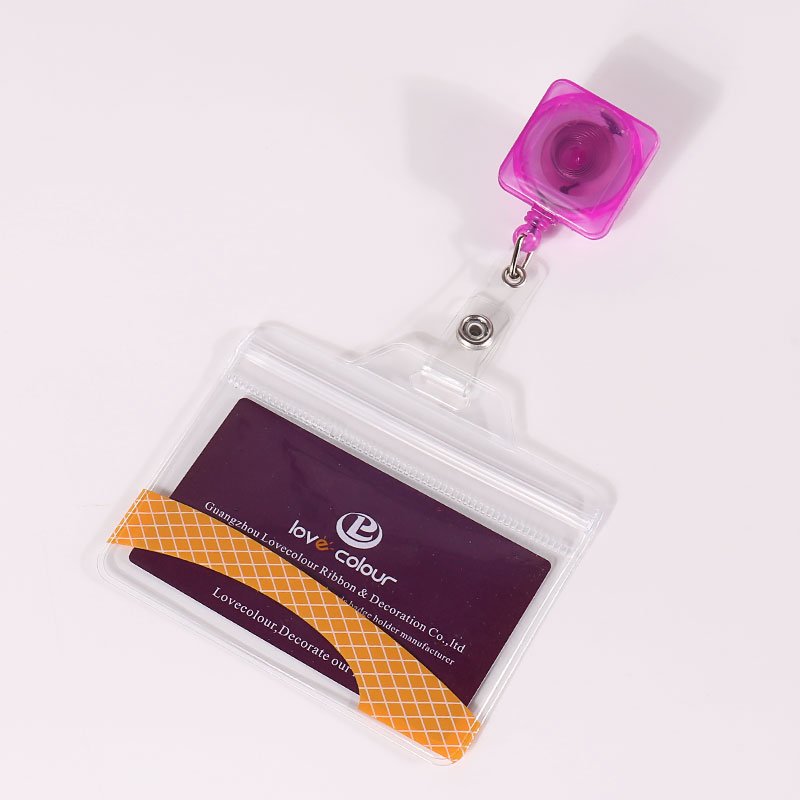 Holywish Plastic waterproof pvc soft card holder 3x4 clear transparent ID badge holder