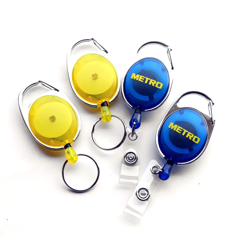 Custom LOGO Retractable ID Name Badge Holder Reels with Carabiner Clip, Badge Reels Retractable Keychain ID Card Holder