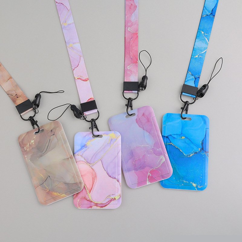Unisex Work Card Lanyard Holders PU Bank Name Credit Card anime lanyard card holder