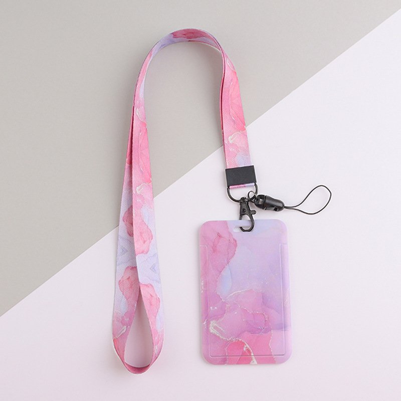 Unisex Work Card Lanyard Holders PU Bank Name Credit Card anime lanyard card holder