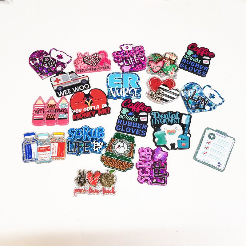 Flatback Funny Cute Acrylic Card Holder Nurse Accessories for Nurse Office Worker Teacher Students Woman Men no Badge Holder