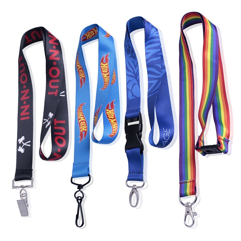 Promotional Personalised Polyester custom bright color sublimation heat transfer printing lanyard with neck id badge card holder