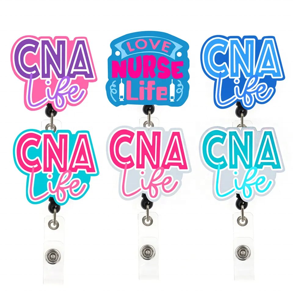 2024 New Style Nurse Accessories Acrylic Keep Calm nurse Badge Reel Scrub Life RN CNA Stethoscope Badge Holder