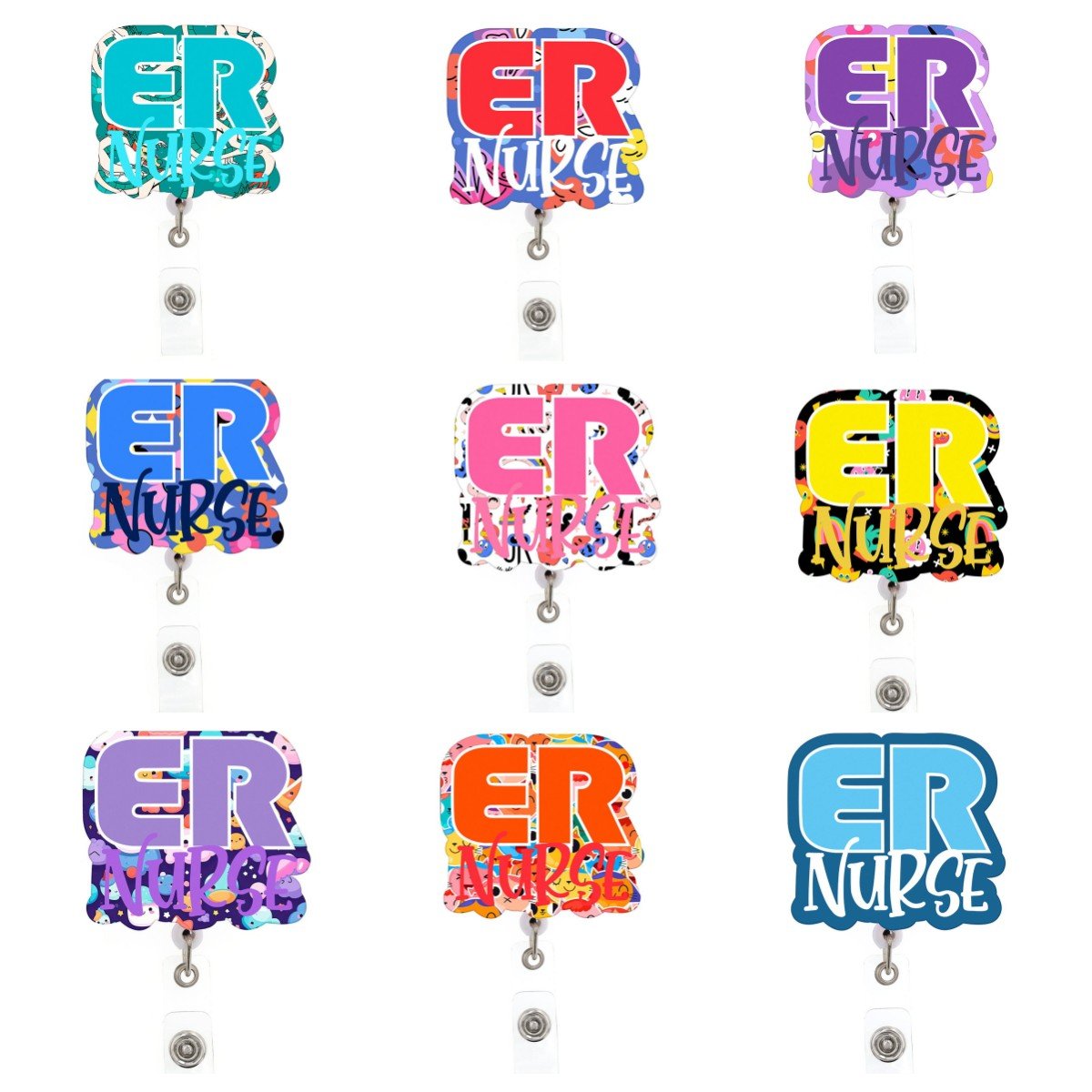 2024 New Style Nurse Accessories Acrylic Keep Calm nurse Badge Reel Scrub Life RN CNA Stethoscope Badge Holder