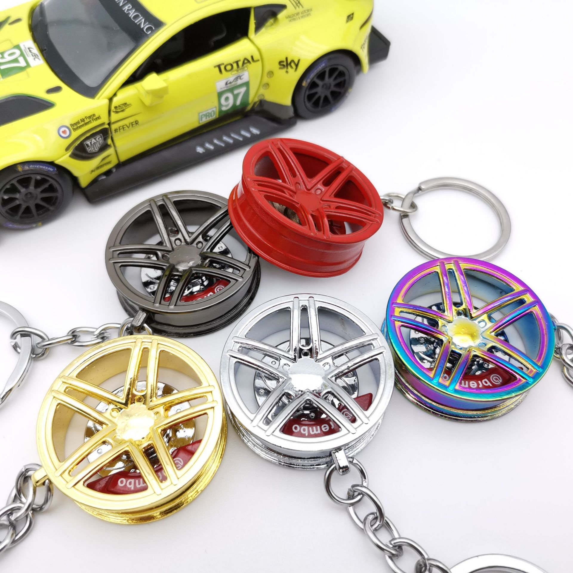 High-end Car modification wheel hub keychain pendant metal jewelry gift keychain AMG wheel hub spot wholesale