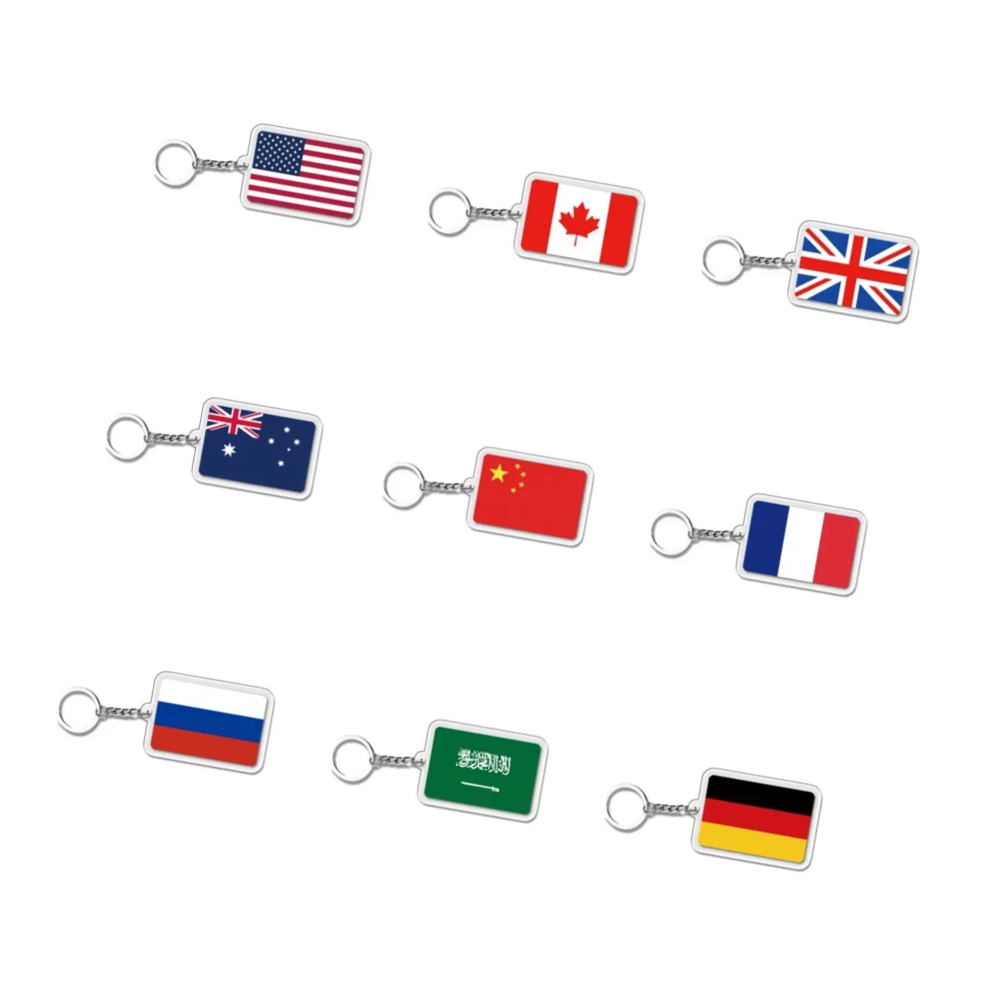 World Flag Keychain France Spain Russia Flags Acrylic Pendant Key Chain Ring Holder Jewelry National Football Lover Gifts