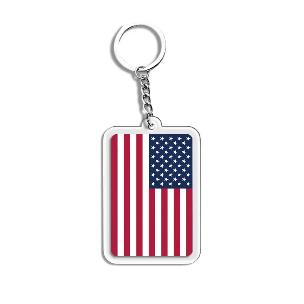 World Flag Keychain France Spain Russia Flags Acrylic Pendant Key Chain Ring Holder Jewelry National Football Lover Gifts