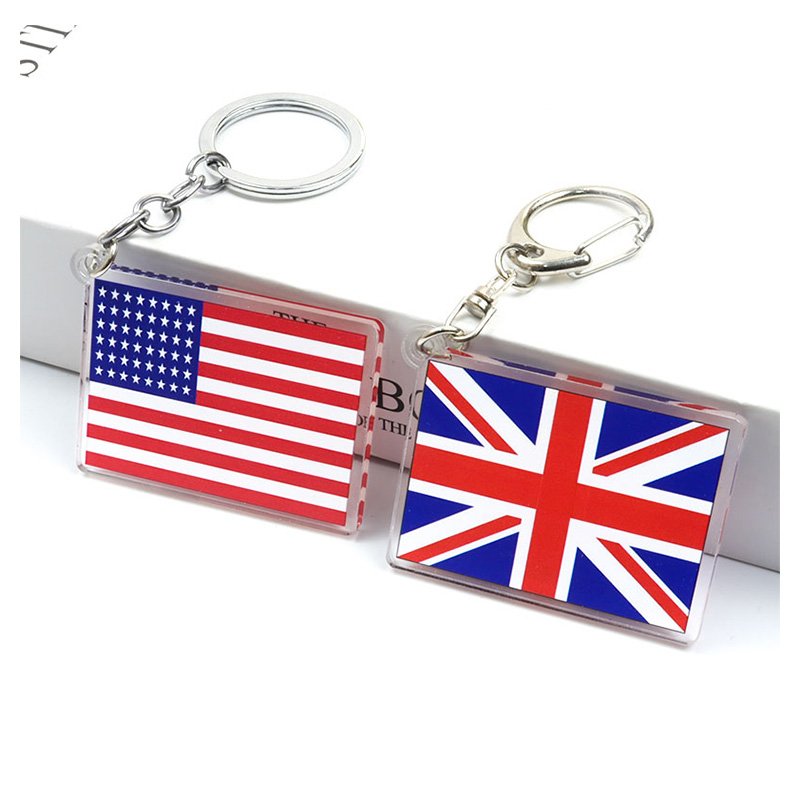 World Flag Keychain France Spain Russia Flags Acrylic Pendant Key Chain Ring Holder Jewelry National Football Lover Gifts