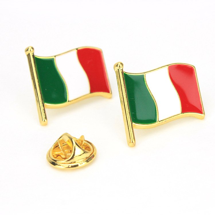 Italian Germany Canadian Flag Factory Custom Design Cheap Gold Enamel Lapel Pin Country Flag Badge of good quality