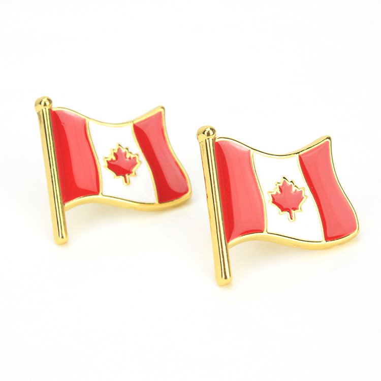 Italian Germany Canadian Flag Factory Custom Design Cheap Gold Enamel Lapel Pin Country Flag Badge of good quality