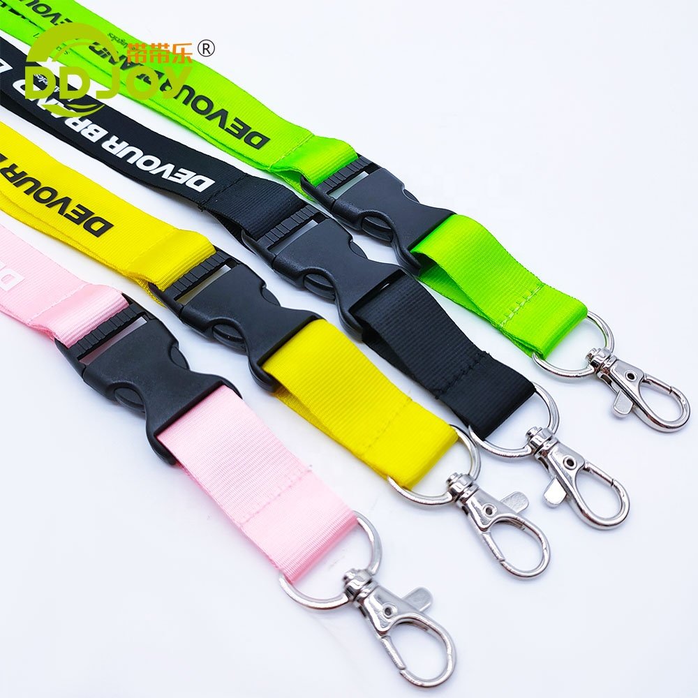 Custom Sublimation lanyards with safety buckle ,Custom Offset Printing Nylon Lanyards with id badge holder