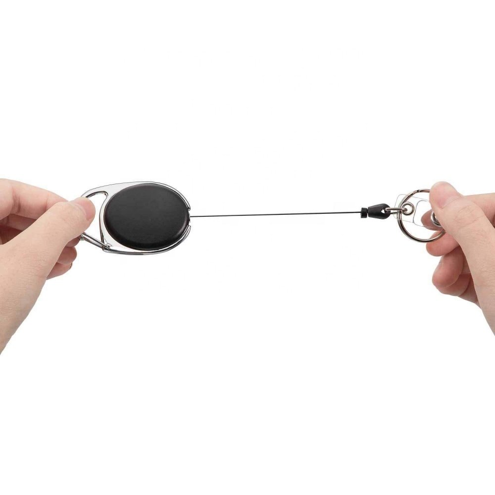 Premium Retractable Carabiner Badge Holder Key Ring Keychain Holders with Carabiner Reel Clip for ID Card Key