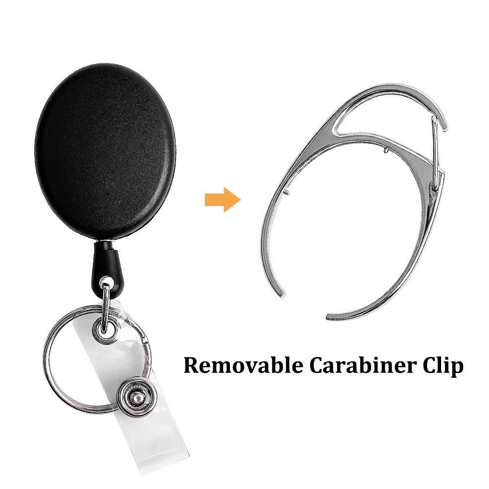 Premium Retractable Carabiner Badge Holder Key Ring Keychain Holders with Carabiner Reel Clip for ID Card Key