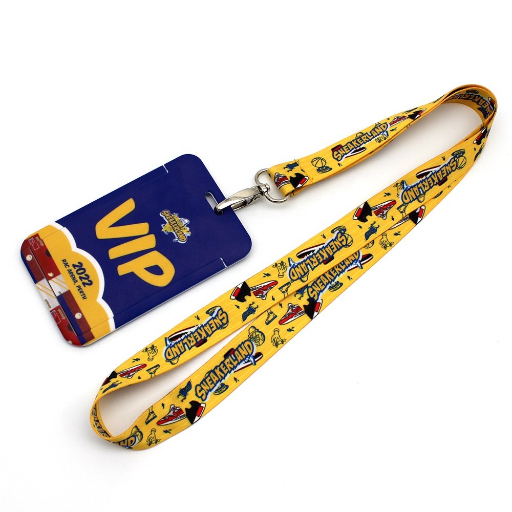 Wholesale Cartoon card sleeve protector Custom Fashionable personality Name Id Card Badge Holder with Ribbon Lanyard