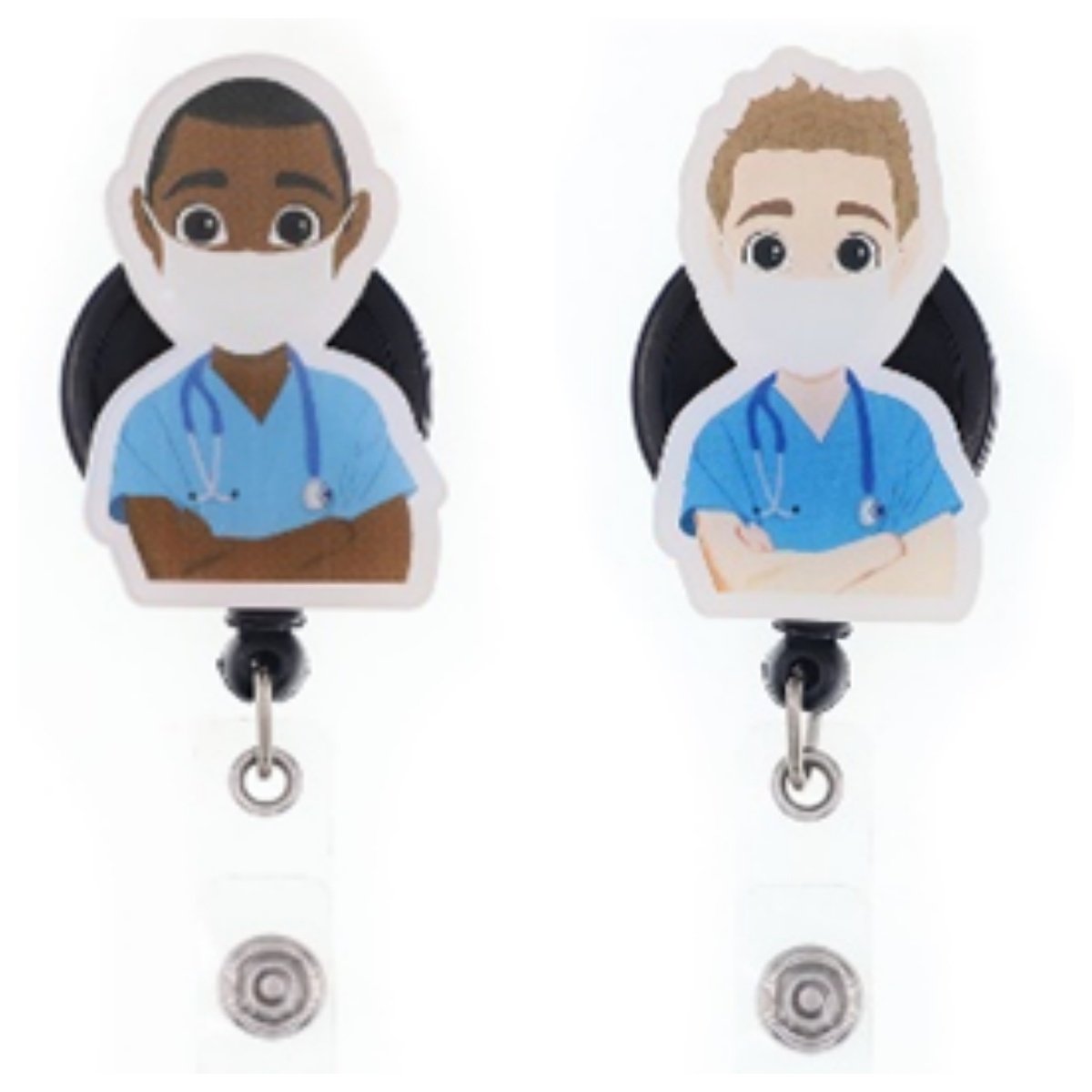 2024 New Released Nurse Accessories Acrylic Male Doctor Retractable Badge Holder Reels Black Doctor Nurse reels for Medical Gift