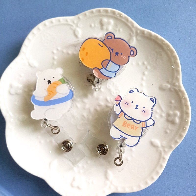 Nurse Acrylic Badge Charm Clip Cute Little Bear Bunny Cartoon Easy To Pull Out Staff Brand Badge Buckle Customized Brooch Pin