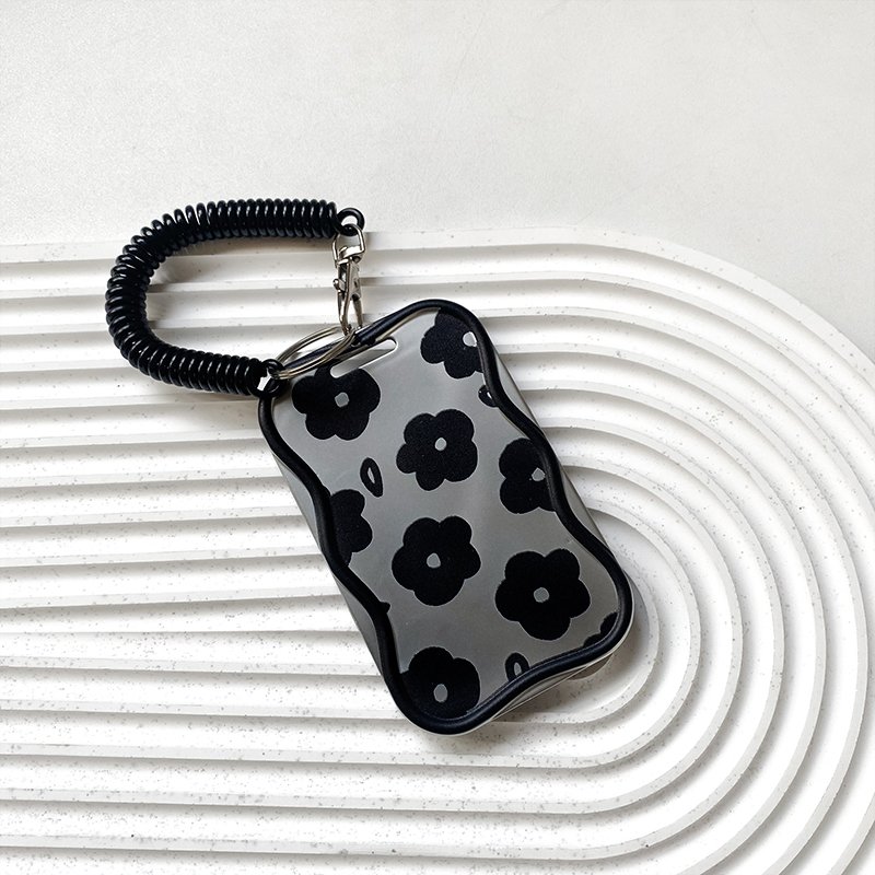 2024 Factory Price Black Flowers Pattern ID Card Holder And Name Badge Holder Cover With Credit Card Cover