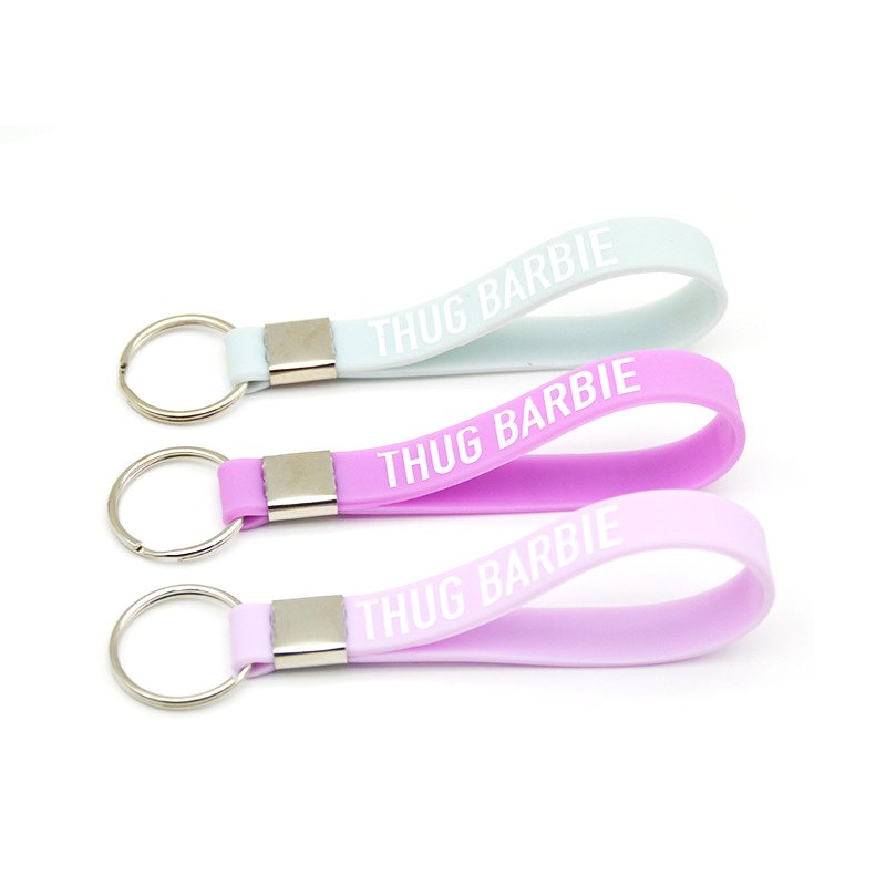 High quality bulk cheap custom logo designer wristlet rubber silicon bracelet key holder silicone wristband keychain for adult