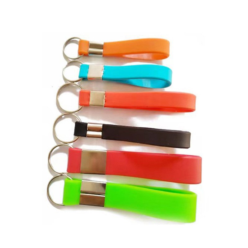 High quality bulk cheap custom logo designer wristlet rubber silicon bracelet key holder silicone wristband keychain for adult