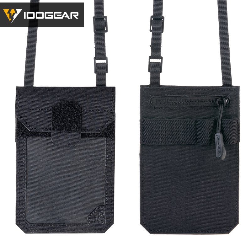 IDOGEAR New Tactical ID Card Holder Credit Card Pouch Business Lanyard Zipper ID Card Holder Badge Holders