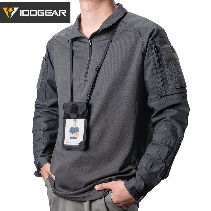IDOGEAR New Tactical ID Card Holder Credit Card Pouch Business Lanyard Zipper ID Card Holder Badge Holders
