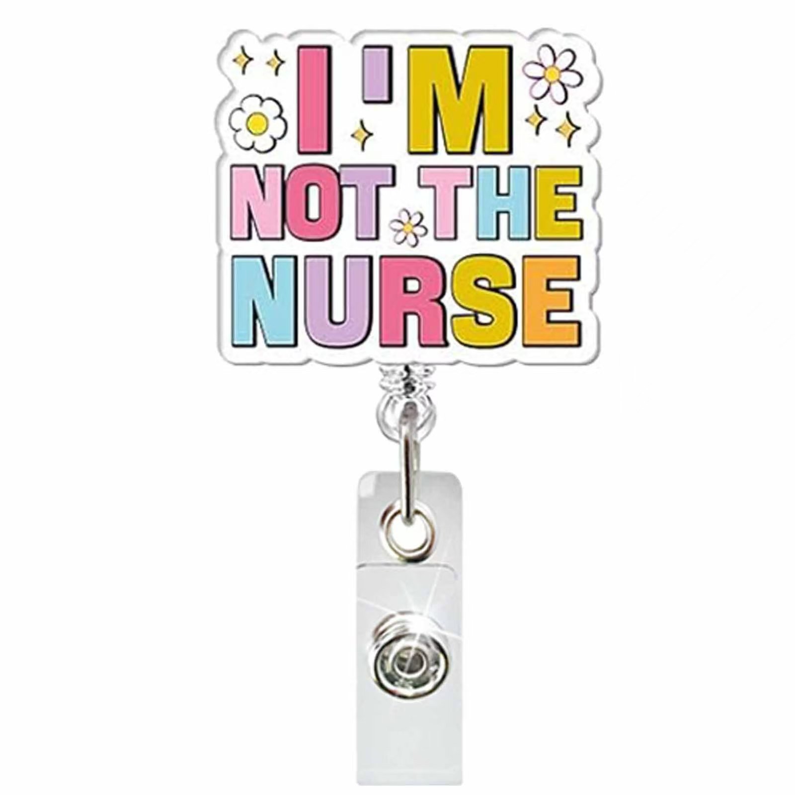 Acrylic Glitter Badge Reel Clip Nurse Accessories Medical ID Card Holder Badge Holder Retractable Badge Reel Holder With Beads