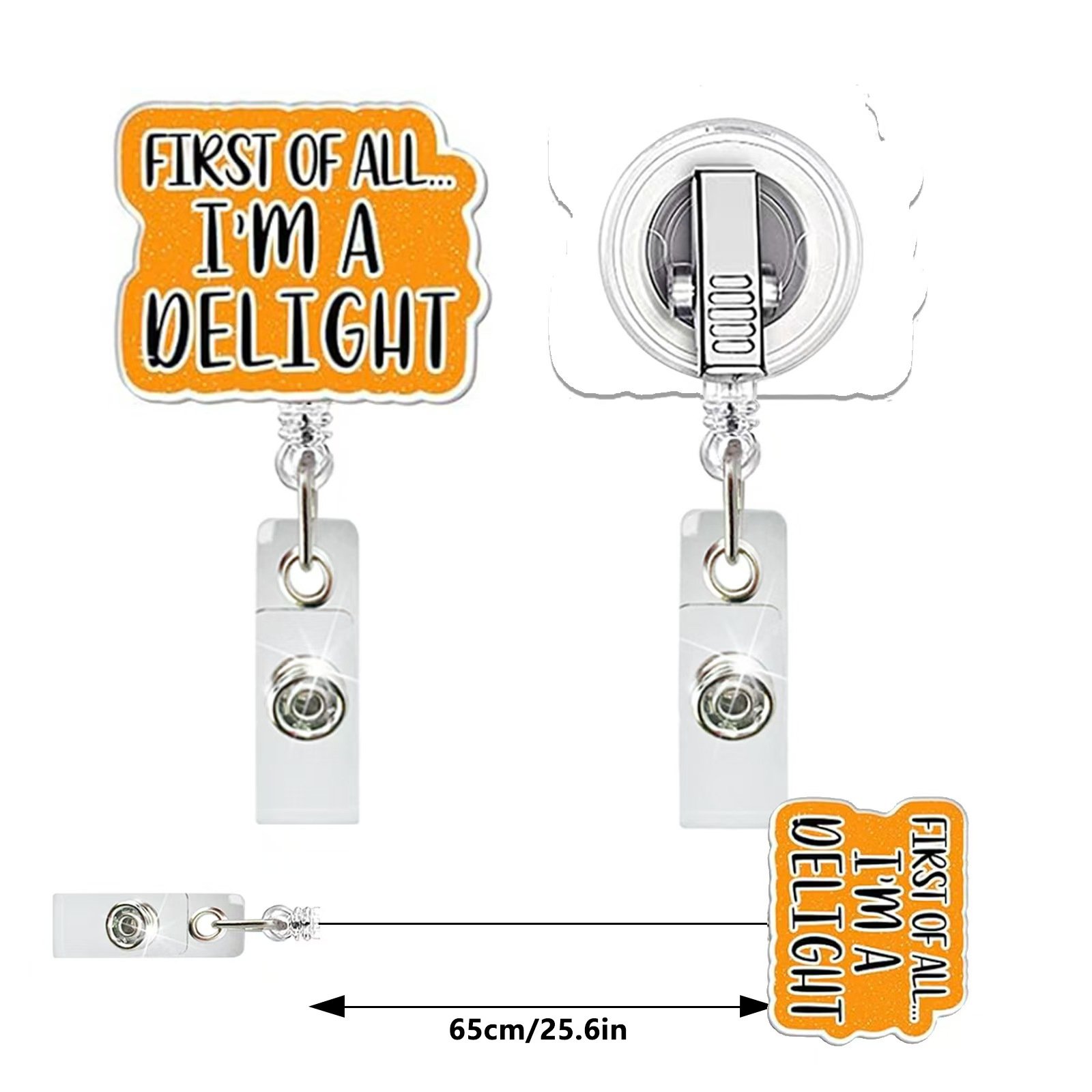 Acrylic Glitter Badge Reel Clip Nurse Accessories Medical ID Card Holder Badge Holder Retractable Badge Reel Holder With Beads