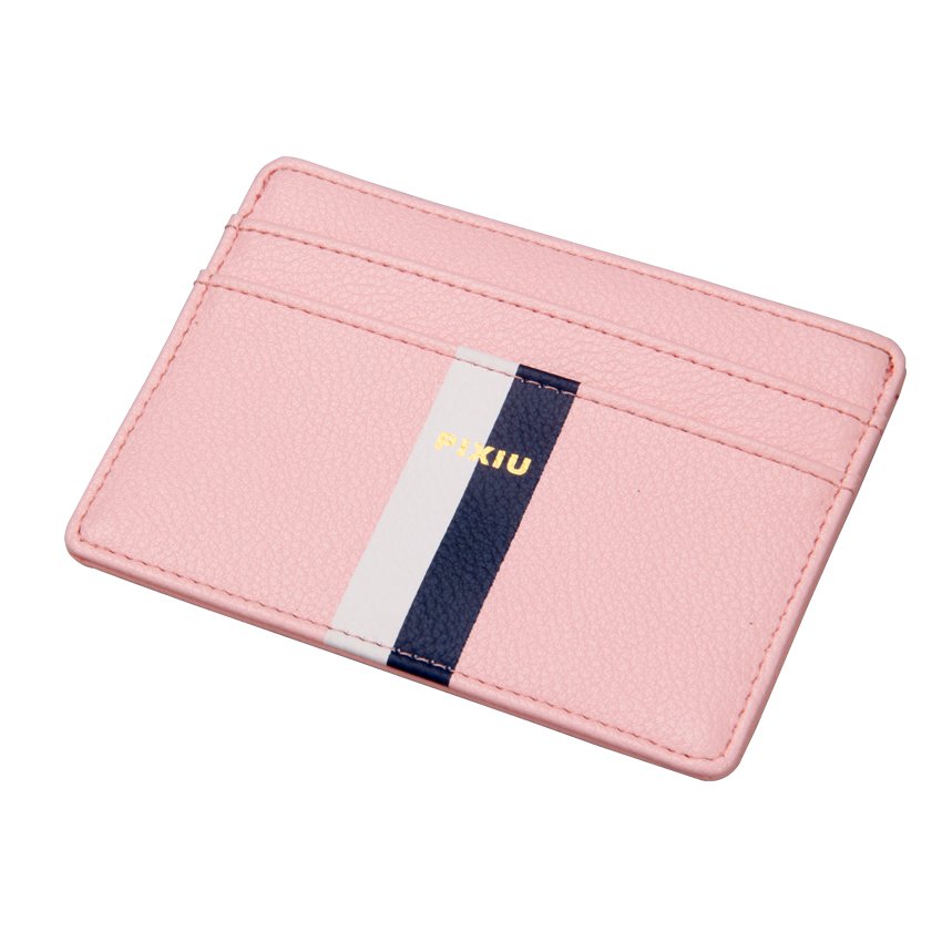 Factory wholesale PU leather card holder ultra-thin wallet color printing badge ID card holder