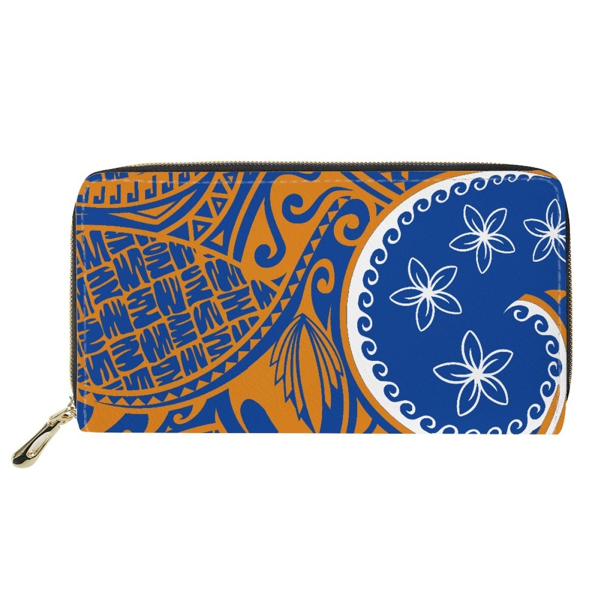 Wholesale Polynesian Samoan Tribal Print Custom Print Wallet for Ladies Cute Purse With Zipper Long PU leather Wallets for Women