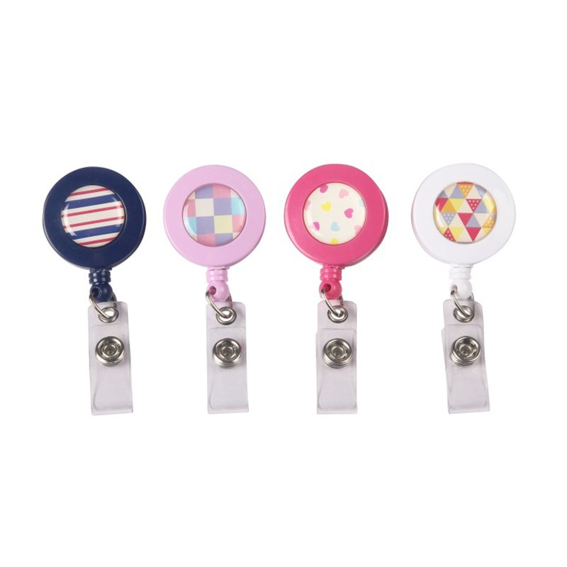 Wholesale round Plastic Yoyo Key Holder Sublimation Retractable Badge Reel with Metal Alligator Clip